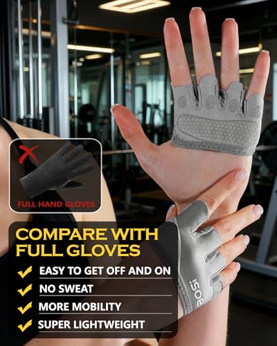 Weight Lifting Gloves - Micro Workout Gloves for Men & Women - Gray-L