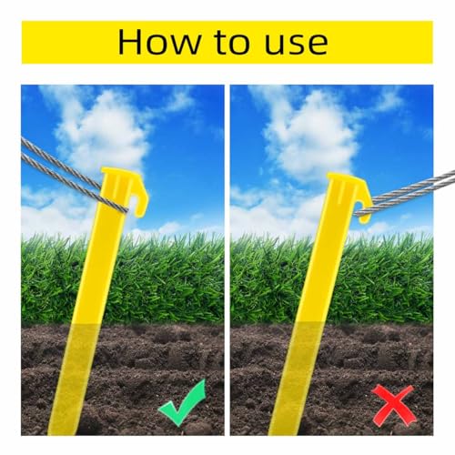 10 Pack Heavy Duty Plastic Tent Stakes - Yellow Camping & Garden Pegs