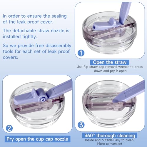 2 Pack Rose Quartz Detachable Leakproof Lid Replacement for 14 oz Stanley Quencher H2.0 & ProTour Tumblers