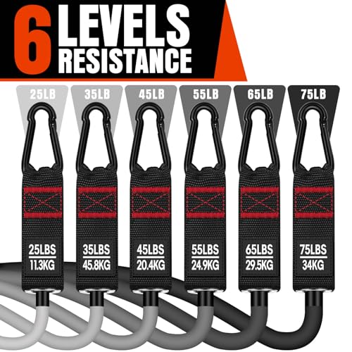 COOBONS FITNESS Heavy Resistance Bands 300LB with Handles - Black/Grey