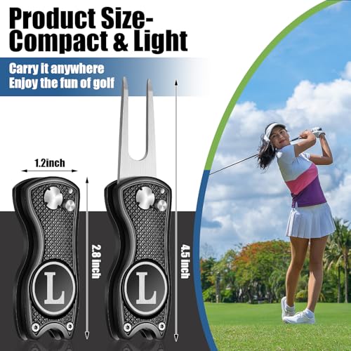 Sonwyoung Golf Divot Repair Tool with Letter L – Black Foldable Slot Ball Marker Gift