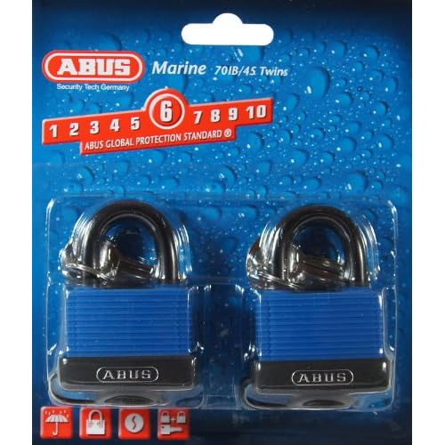 ABUS 2 Pack 70IB/45 Weatherproof Lock with 2 Keys for Outdoor, Storage, Marine, 1.92in (49mm) Wide, Keyed Alike