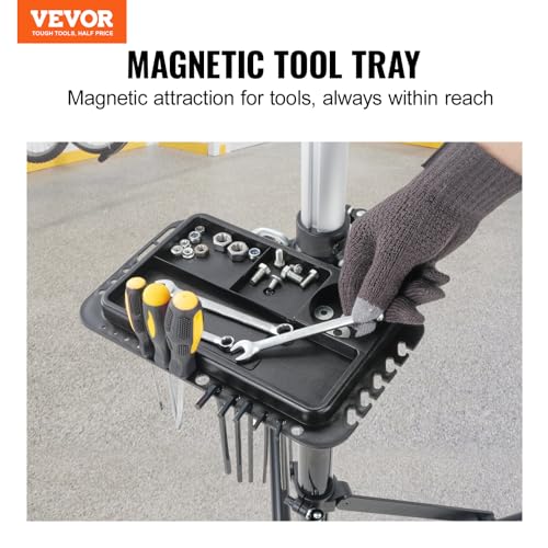 Heavy-Duty Adjustable Bike Repair Stand with Magnetic Tool Tray