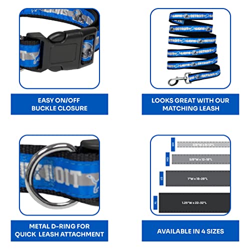 NFL Detroit Lions Dog Collar - Large Adjustable Pet Collar