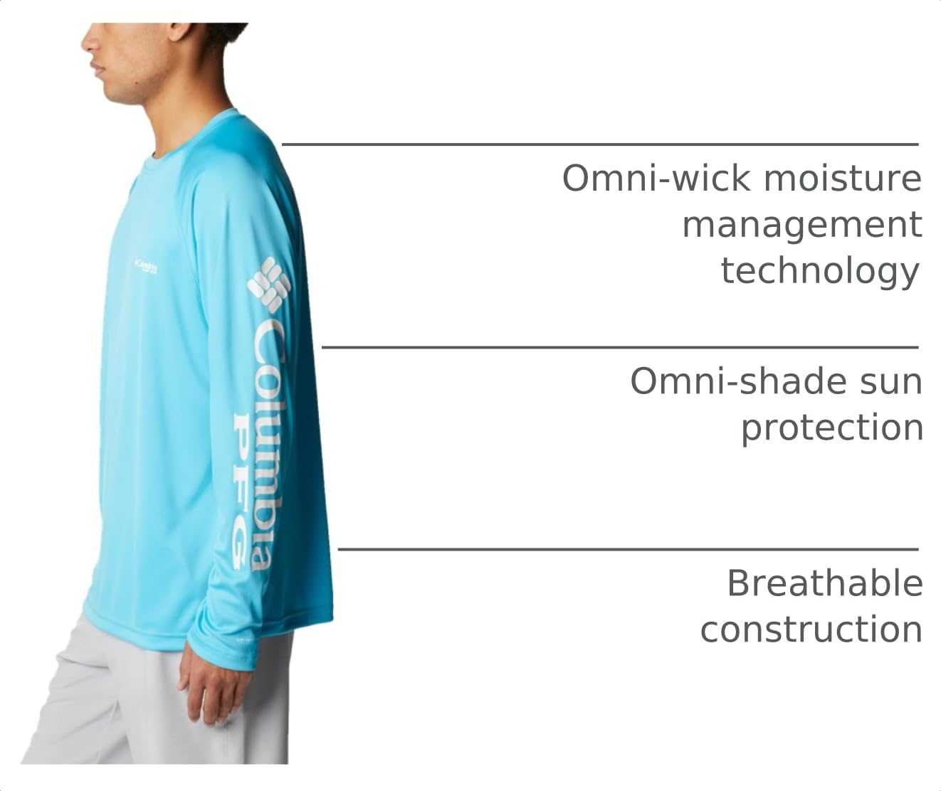 Columbia Men's Terminal Tackle Long Sleeve Shirt, Atoll/White Logo, 4X Big