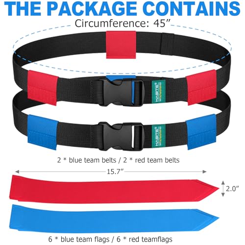 HASITE 4-Pack Flag Football Belts Sets for 2-30 Players Adjustable Youth & Adult