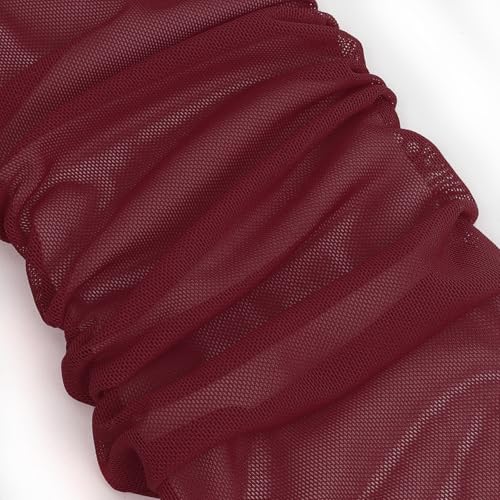 Stretchy Long Mesh Gloves for Women - Formal Opera Prom - Burgundy