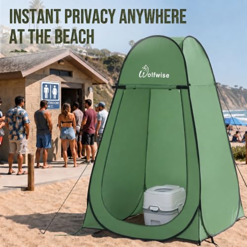 WolfWise Pop Up Shower Tent for Camping Essentials, Compact &
