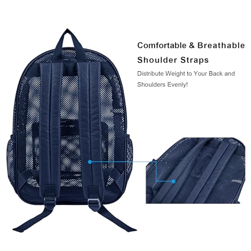 COVAX Royal Blue See-Through Mesh Bookbag Backpack for College