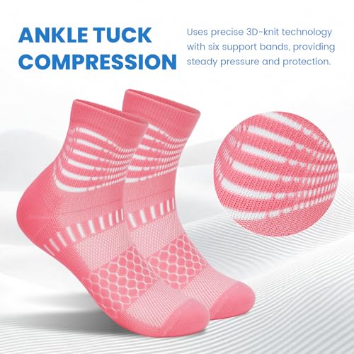 Compression Ankle Socks for Plantar Fasciitis Relief - Medium Pink+Purple+Blue (3 Packs)
