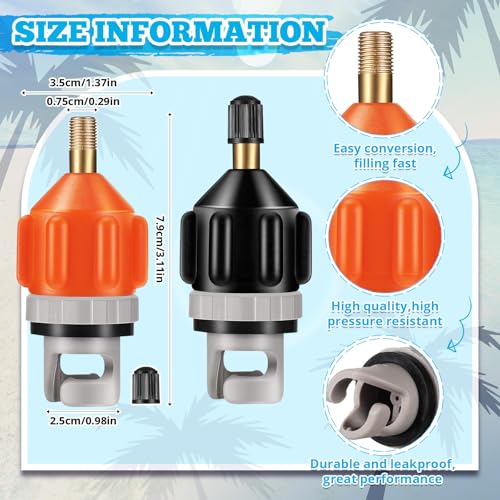 Shappy 2 Pcs SUP Air Pump Adapter for Paddle Board Inflator - Black & Orange