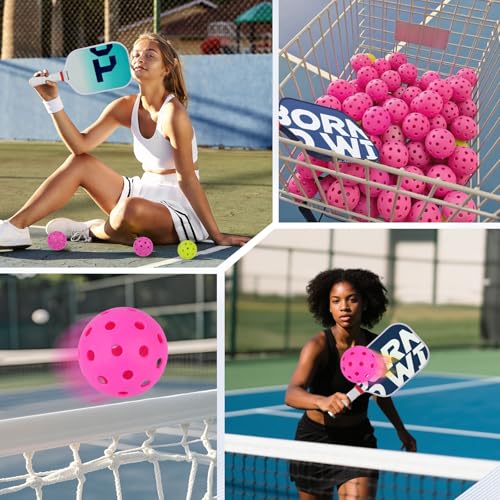 Ailanfei Pink Pickleball Balls 12 Pack - High Bounce, Crack-Resistant, USAPA Standard, with Bag