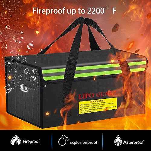 450 * 250 * 250mm Ebike Battery Safe Bag Fireproof Charging Lipo Bag Large Capatity for Lipo Battery Pack Storage Charging Transport, Home Office Travel Fireproof Safe Storage Pouch