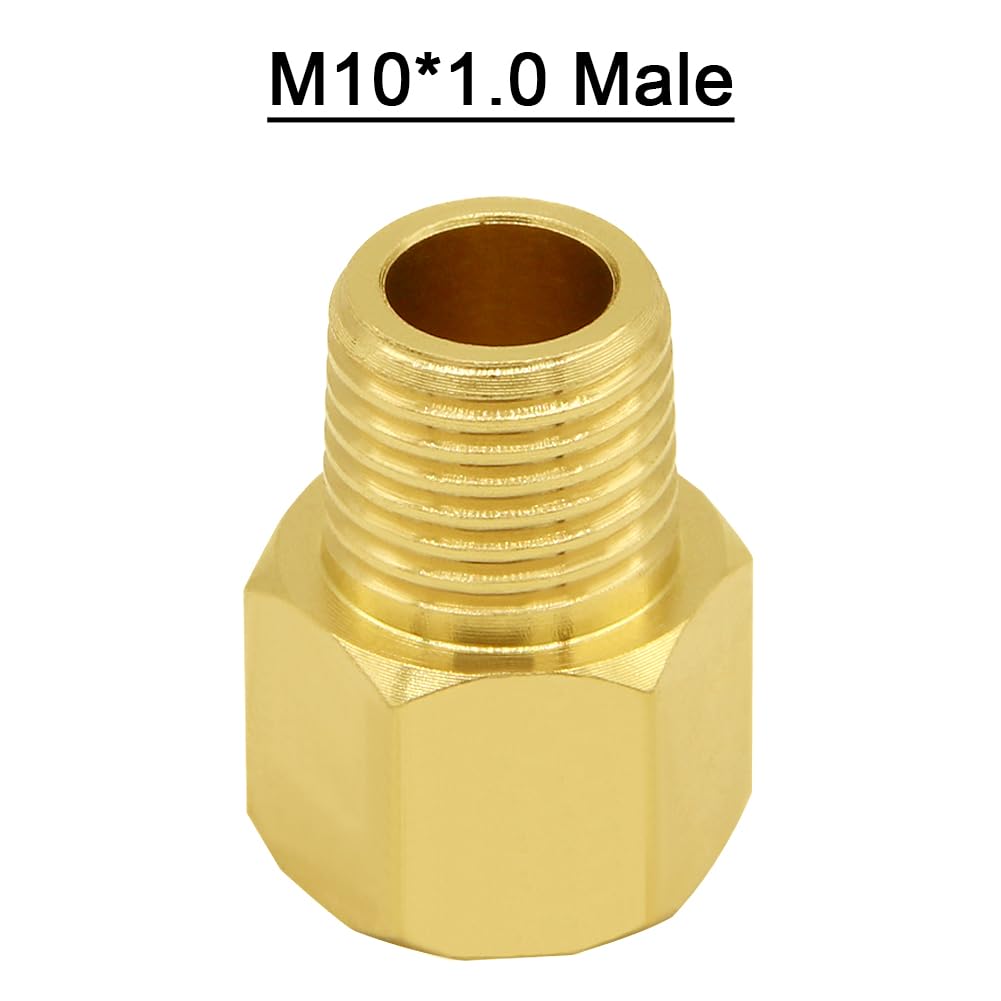 Joywayus 1/4" NPT Female × M10*1.0 Male Thread Brass Pipe Fitting Adapter Connector