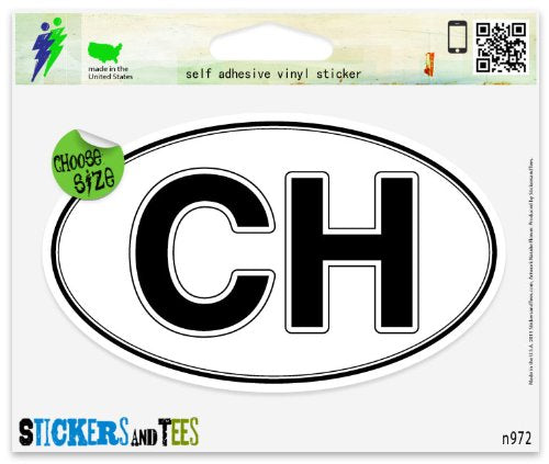 Swiss Switzerland Oval Vinyl Sticker - 3" x 2" Bumper Decal