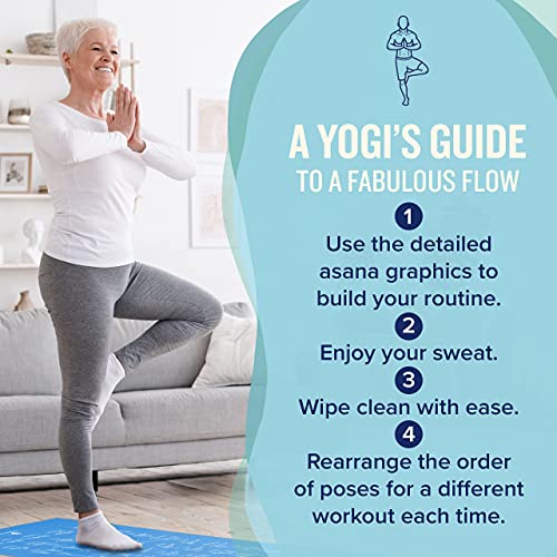 NewMe Fitness Blue Thick Yoga Mat with Built-In Pose Guide - 5mm Non-Slip Pilates