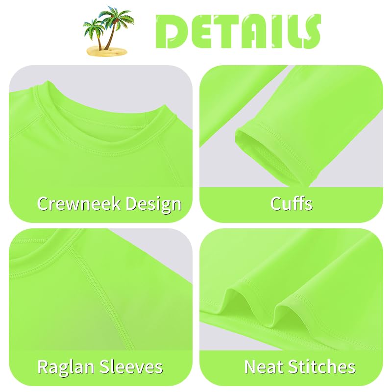 Boys Neon UV Protection Swim Shirt - 7-8 Years / Green