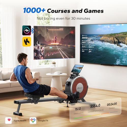 Magnetic Rowing Machine with Dual Slide Rail - 350 lbs Capacity