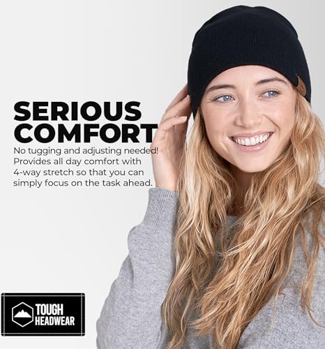 Knit Beanie Hat - Stretch Fit Winter Cap for Men & Women - One Size Black