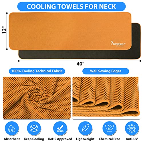 Cooling Towel for Neck - Instant Cooling Relief, 40"x12", Orange