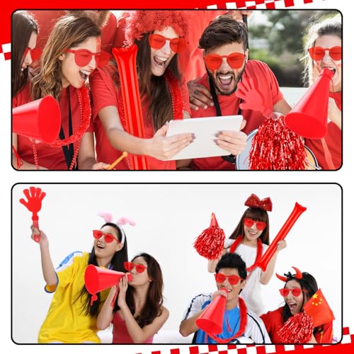 Soulchen 360 pcs Red Spirit Party Accessories Pack - Cheerleader & Noisemaker Set