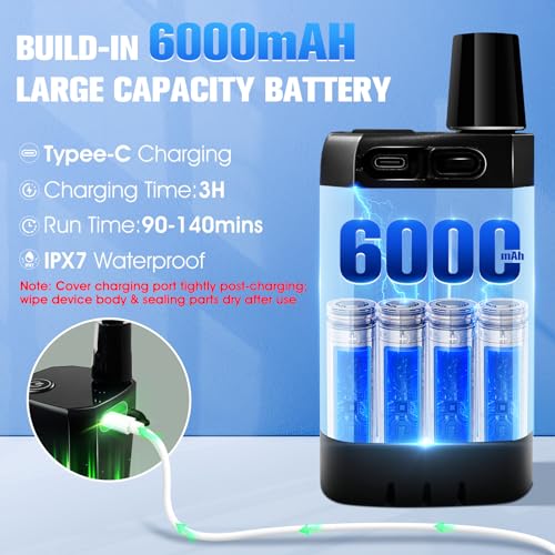 LanBlu Portable Shower with 2000W Heater, 6000mAh Battery - Black