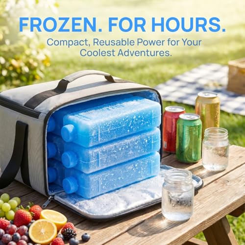 Reusable Ice Packs for Coolers - 4 Pack Freezer Blocks