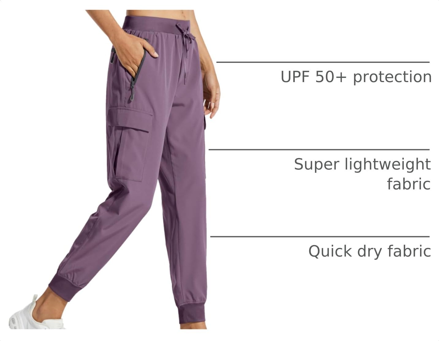 Libin Women's Hiking Cargo Pants Quick Dry Joggers Travel,Vintage Purple XL