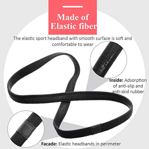 9-Pack Non-Slip Elastic Sport Headbands with Silicone Grip