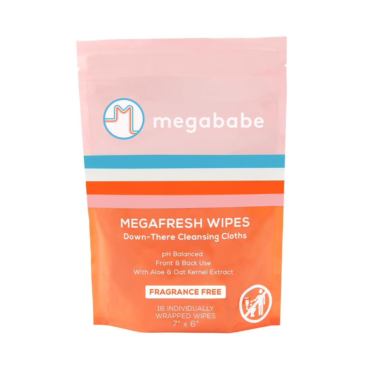 Megababe Megafresh Wipes - Unscented Intimate Cleansing Wipes | pH Balanced & Convenient | 16 Individually Wrapped Wipes