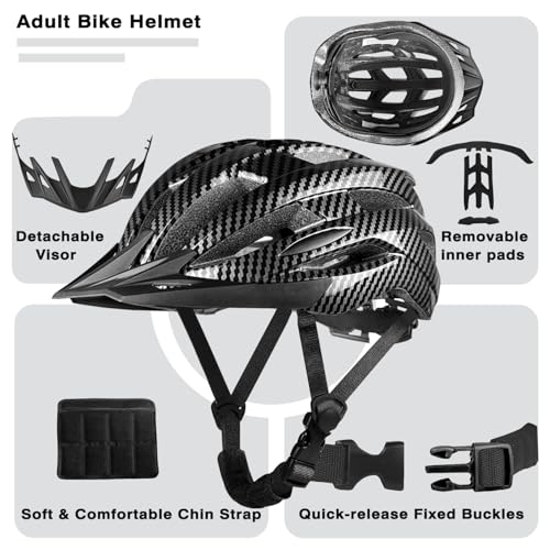 XIFENGRID Adult Bike Helmet Men Women with USB Rechargeable LED Rear Light - Carbon Black