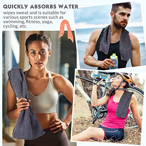 Handepo Gray Microfiber Gym Towels 12 Pack, 12x30 Inch Fast Dry Workout Towels