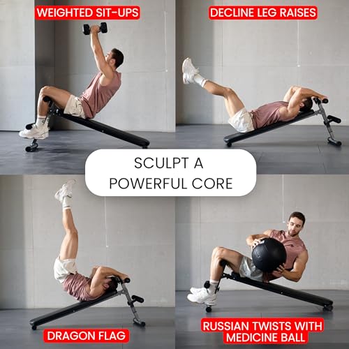 Adjustable Sit Up Ab Bench & Decline Weight Bench - Black