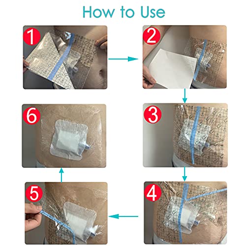 GoToHere 12x14 Inch Waterproof Wound Shower Cover - Latex-Free, Transparent Dressing (Pack of 14)
