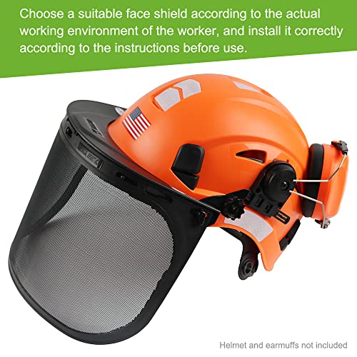 GREEN DEVIL Replacement Metal Mesh Visor Protective Face Shield with Mounting Bracket for Chainsaw/Forest Hard Hats/Helmets ANSI Z87.1