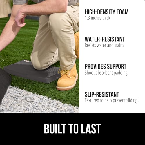 GORILLA GRIP Extra Thick Patent Pending Soft Foam Kneeling Pad, Supportive Large Cushion Knee Pads for Gardening, Baby Bath Time, Dirt and Water Resistant, Workout, Garden Supplies, 17.5x11, Charcoal