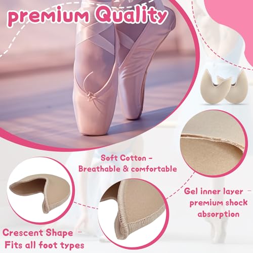 4-Pair Toe Pads for Pointe Shoes - Cotton & Silicone Set