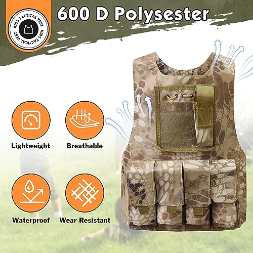Kids Tactical Vest Camo - Outdoor Airsoft Costume for Ages 8-14
