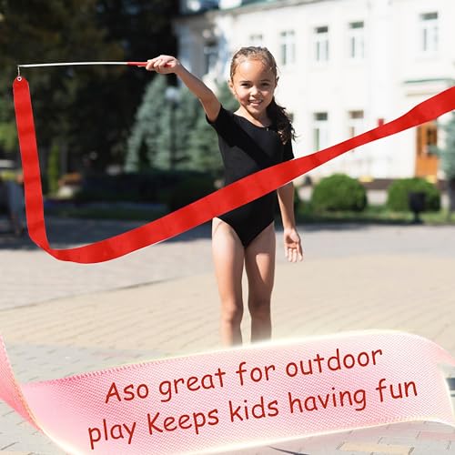 2pcs Rhythmic Gymnastics Ribbon Wands - 78.7 Inch Dance Streamers - Red