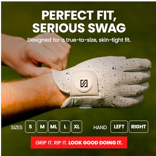 Premium Golf Glove - Left Handed Red & Blue Drip - Large