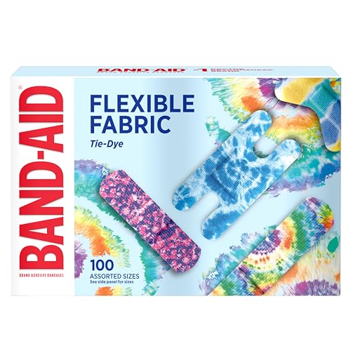 Tie-Dye Adhesive Bandages - 100 Count Flexible Fabric Wound Care