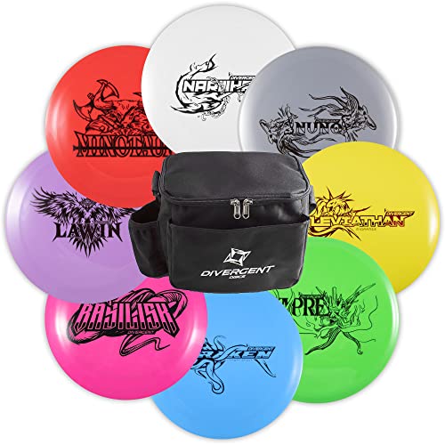 Divergent Discs Beginner Disc Golf Set with 8 Discs & Bag