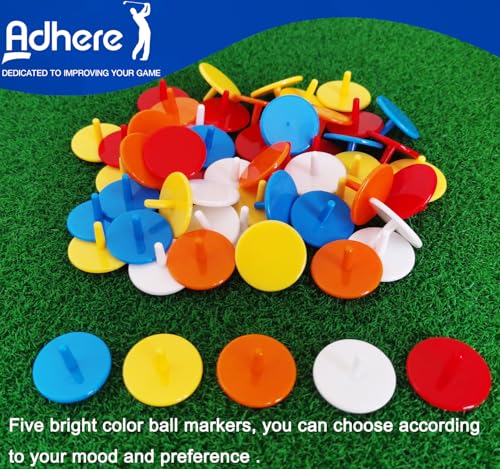 Plastic Golf Ball Markers - 0.94 Inch Flat Position Markers - 50 Pack Mixed