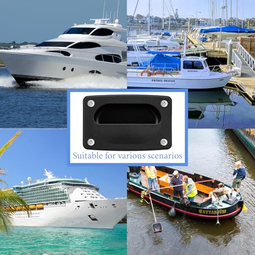 BBTO 2 Pcs Marine Hatch Handle Black Recessed Boat Accessory with Screws
