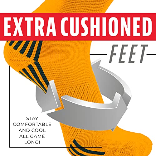 Youth Baseball & Softball Socks - Tall Sports Socks - Small Yellow/Orange