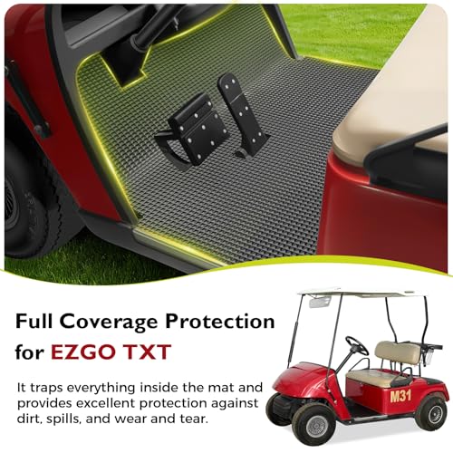 Tecoom Golf Cart Floor Mats - Custom Fit for Yamaha G22 (2009-2013) Black / EZGO TXT Compatible
