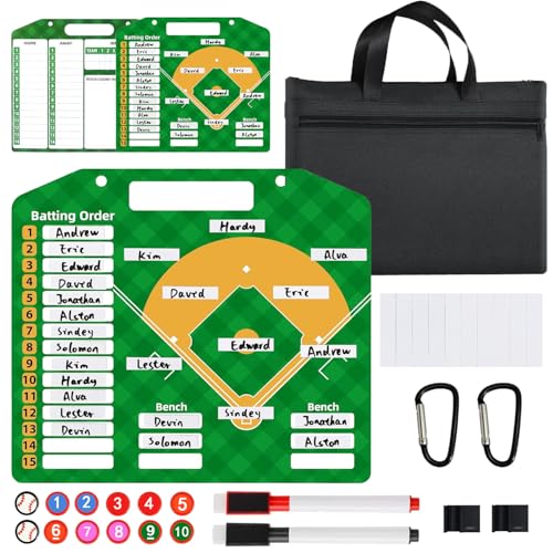 Magnetic Baseball Lineup Board with Dry Erase Pens & Accessories