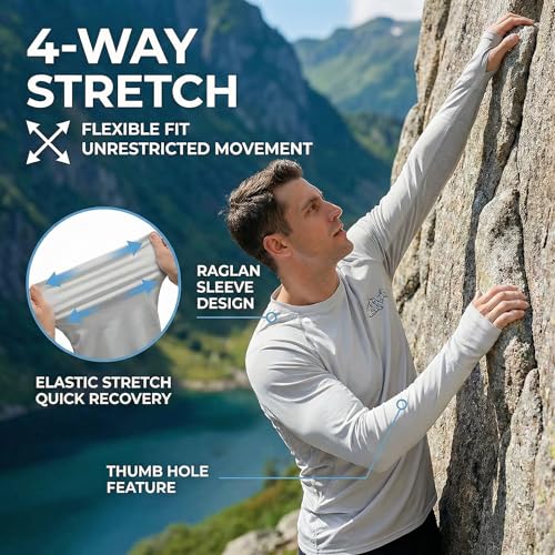 Men's Quick-Dry Fishing Shirt - UPF 50+ with Mesh Panels - Large Gray