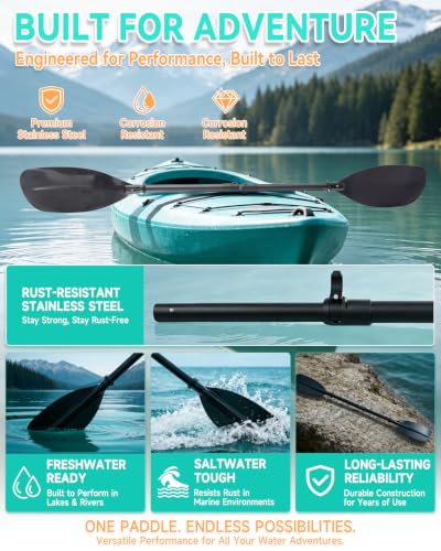 Adjustable Fishing Kayak Paddle - 60-90" Length, Lightweight & Durable