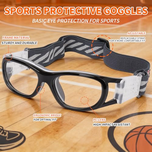 Kids Sports Protection Goggles - Black Frame Gray Pad